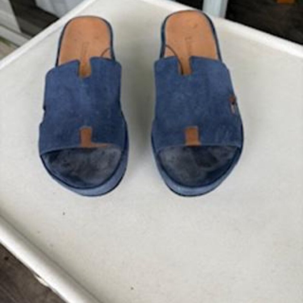Blue suede sandals by L'AmourDesPieds, size 8M